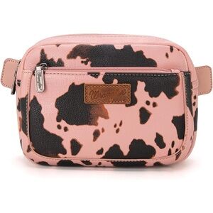 Wrangler Pink and Black Cow Print Belt Bag
